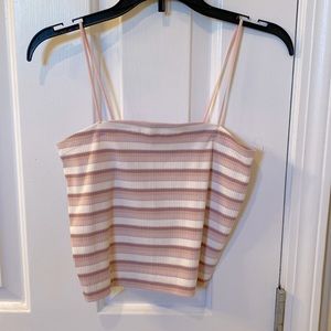 American Eagle pink striped crop top